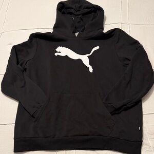 Puma Men's Black and White Logo Hoodie